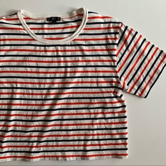 J. Crew Red, White, and Blue Striped Cropped T-Shirt - Picture 5 of 6